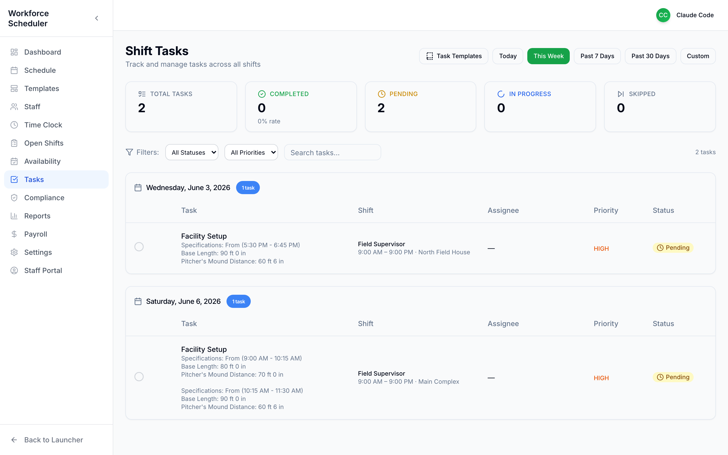 Shift tasks